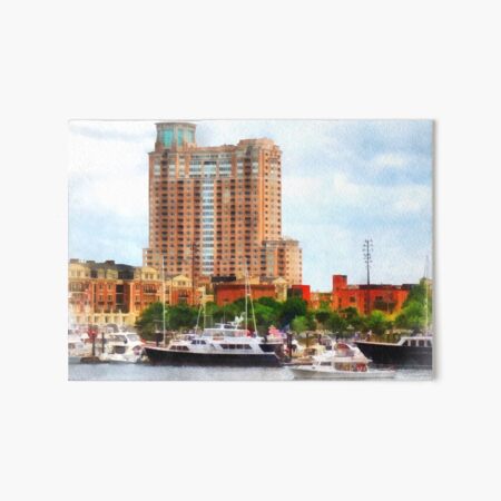 Baltimore MD - Boats at Inner Harbor Art Board Print
