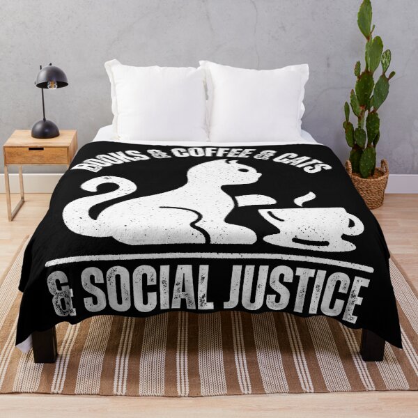 Item preview, Books and coffee and cats and social justice - minimalist distressed designed and sold by EvergreenWhimsy.