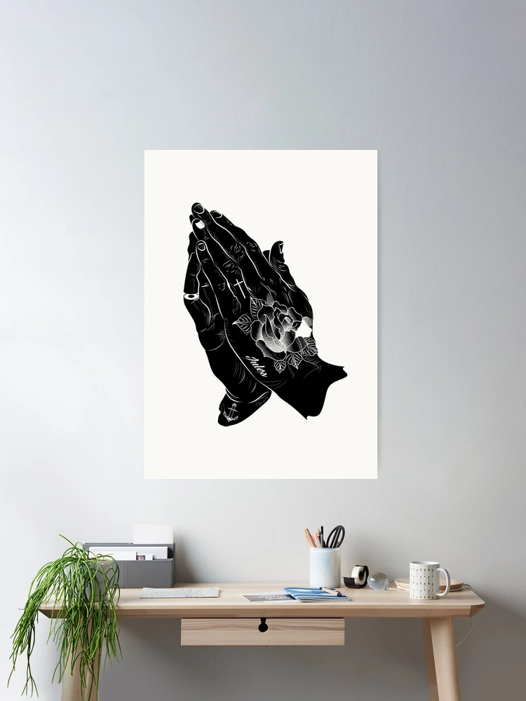vtg 1960s 1970s Tattoo Flash acetate stencil Praying Hands