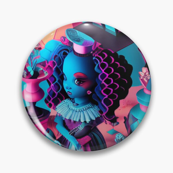Item preview, Cyberpunk Black Girl in Pink Blue Land designed and sold by dcwildfinds.