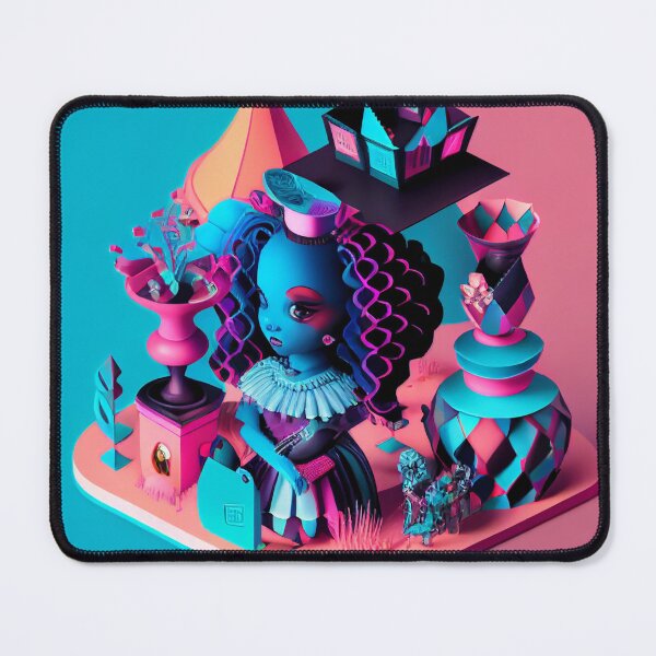 Item preview, Cyberpunk Black Girl in Pink Blue Land designed and sold by dcwildfinds.