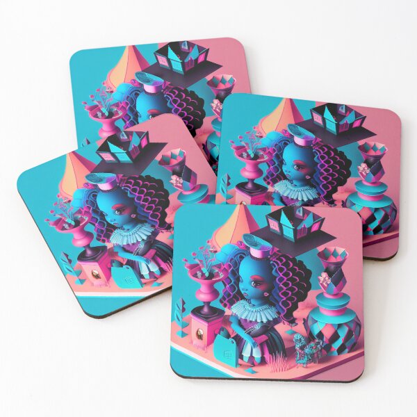 Item preview, Cyberpunk Black Girl in Pink Blue Land designed and sold by dcwildfinds.