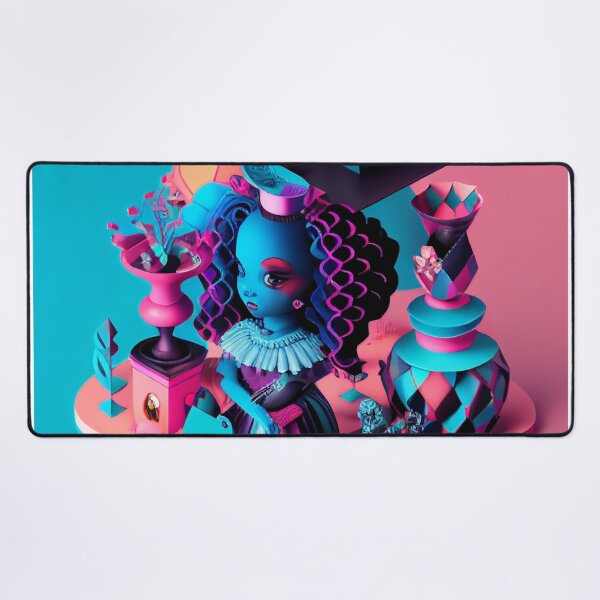 Item preview, Cyberpunk Black Girl in Pink Blue Land designed and sold by dcwildfinds.