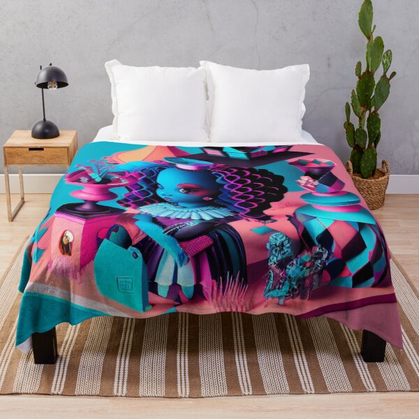 Item preview, Cyberpunk Black Girl in Pink Blue Land designed and sold by dcwildfinds.