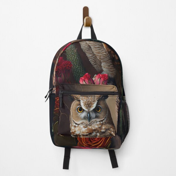 Item preview, Portrait of desert owls among roses, cacti and plants designed and sold by hAITHAM1985.