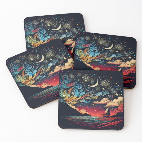 Artikelvorschau, Starry Night By The Ocean : Sailboat entworfen und verkauft von MTJ-Mushrooms.