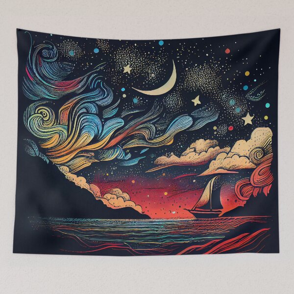 Item preview, Starry Night By The Ocean : Sailboat designed and sold by MTJ-Mushrooms.