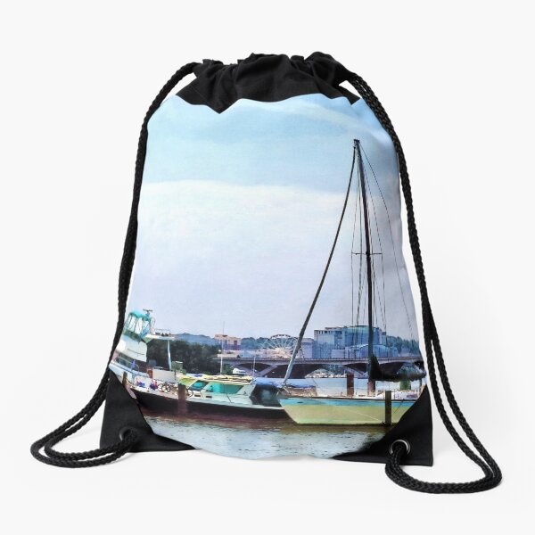 Alexandria VA - Boats on the Potomac Near Founders Park Drawstring Bag