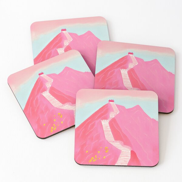 Item preview, Pink Wall Of China Retro Poster designed and sold by PinkNomad.