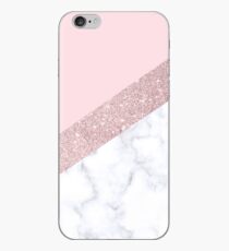 Stylish white marble rose gold glitter pink iPhone Case