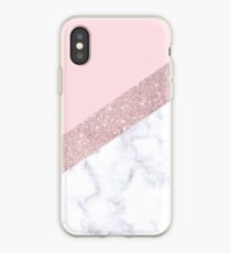 Stylish white marble rose gold glitter pink iPhone Case
