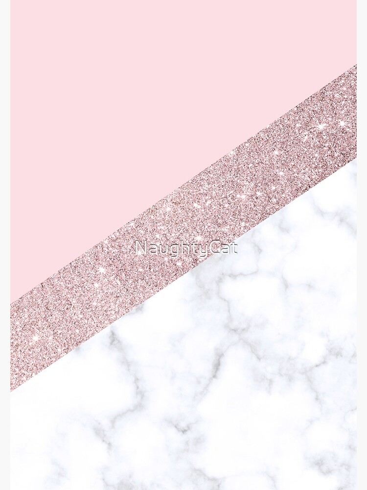 Stylish white marble rose gold glitter pink by NaughtyCat