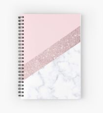 Stylish white marble rose gold glitter pink Spiral Notebook