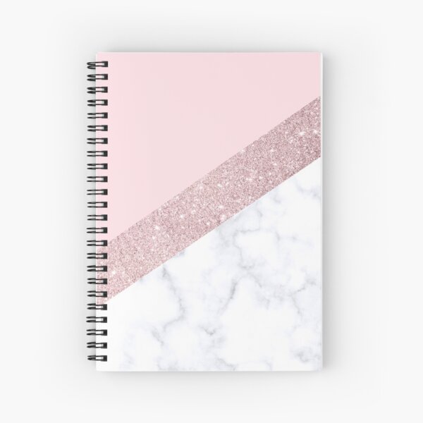 Stylish white marble rose gold glitter pink Spiral Notebook