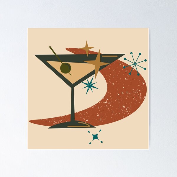 Item preview, Martini cocktail vintage distressed retro custom tshirt and apparel design designed and sold by EmpiredesignCA.