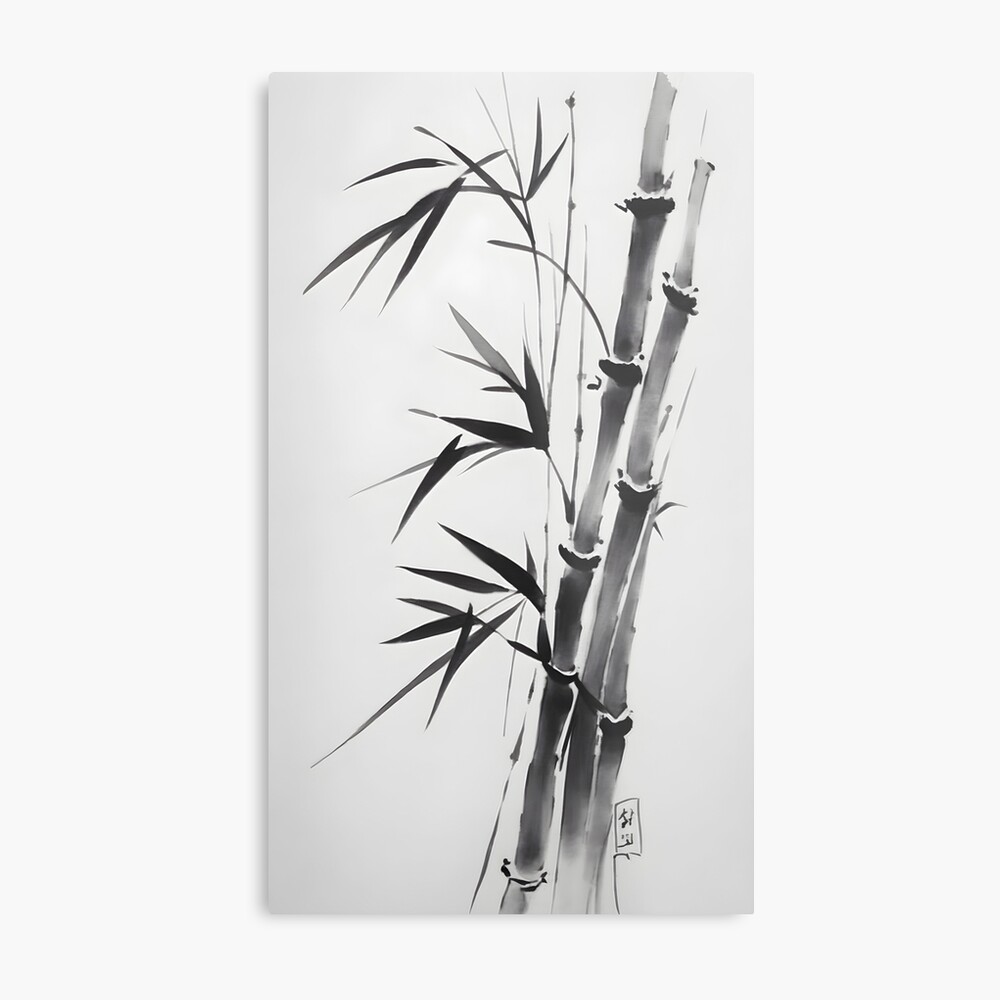 Hand-Painted Bamboo brush artwork, Ink buy and brush bamboo painting, original Chinese bamboo art, vertical large size East Asian wall art