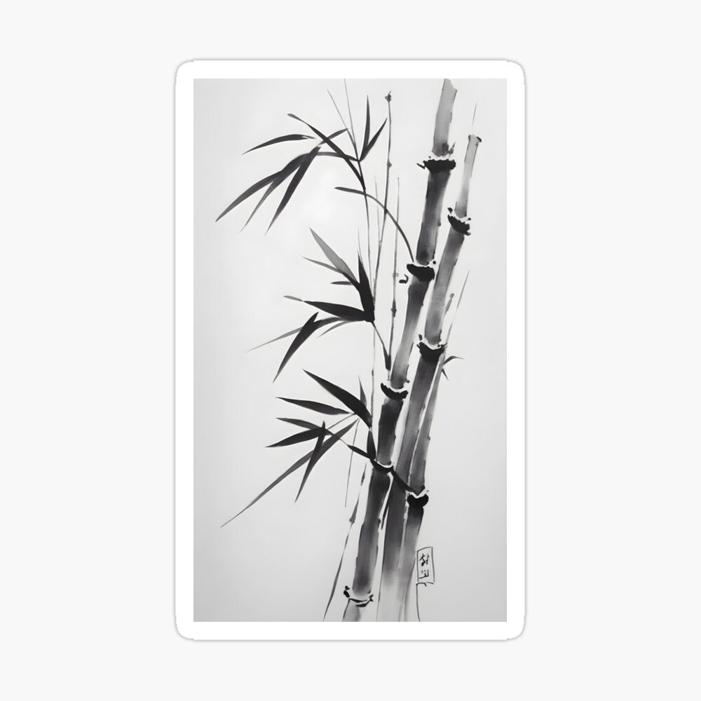 Ink Brush Bamboo Drawing: Traditional Asian Art for Modern Homes