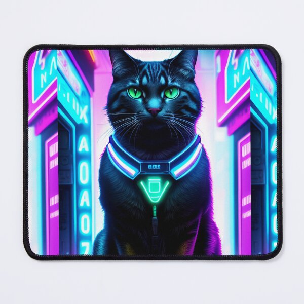 Item preview, Colorful Futuristic Cyber Cat  designed and sold by CyberArtWorld.
