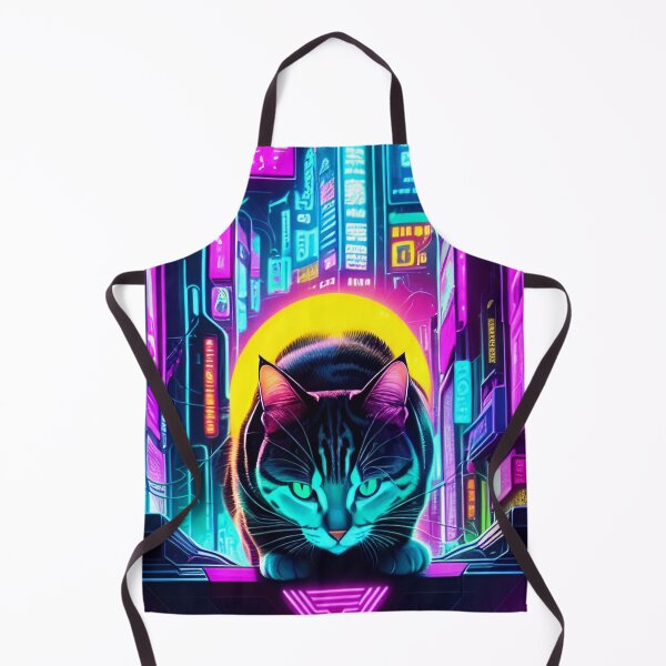 Item preview, Colorful Futuristic Cyber Cat Neon Ai Art designed and sold by CyberArtWorld.