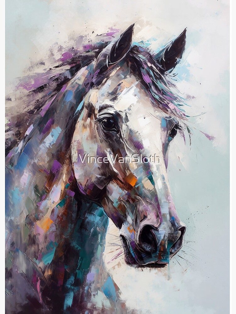 Running Horse Painting Framed Animal Abstract Wall Art Acrylic Painting on Canvas Large White Horse online Palette Knife painting Impasto Wall Art