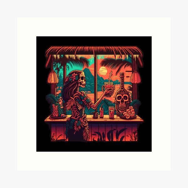 Zombie Mixology Death at the Tiki Bar Art Print