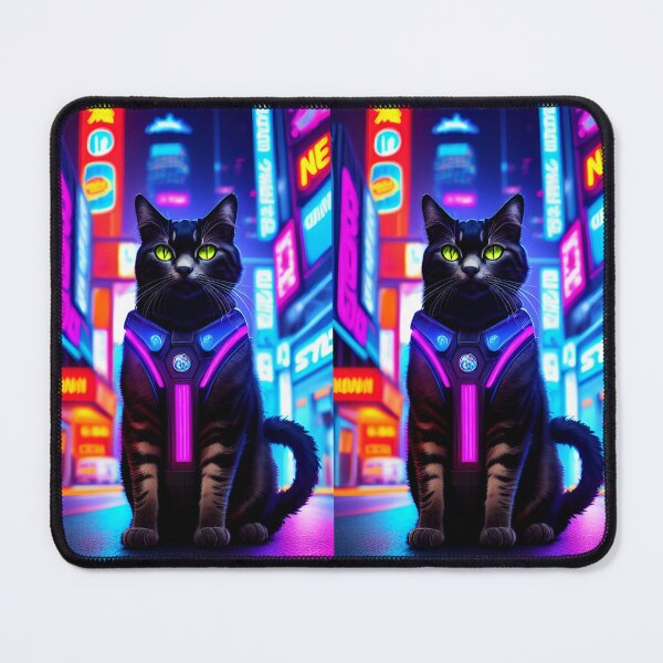Item preview, Colorful Futuristic Cyber Cat Neon Ai Art Cyberpunk Design designed and sold by CyberArtWorld.