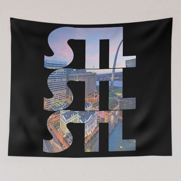 Item preview, Saint Louis, Missouri STL Sunset Cityscape Repeating Pattern designed and sold by CrabbyLobster.