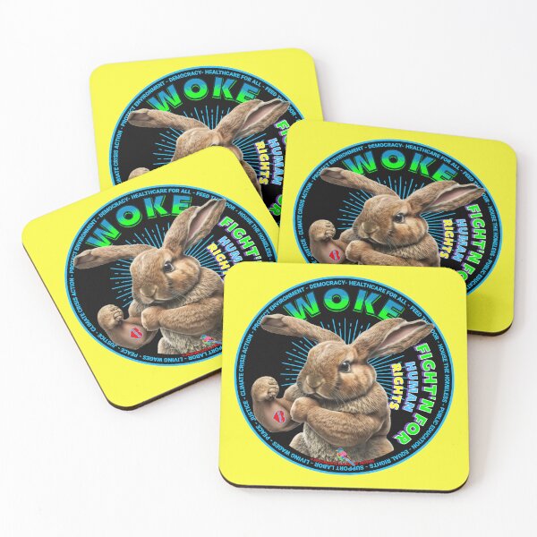 Item preview, PMD00746 Progressive Movement Designs Woke Bunny Rabbit funny design shows you are woke and support progressive policy goals for progressive Democrats Independents and Bernie Sanders supporters designed and sold by ProgressiveLeft.