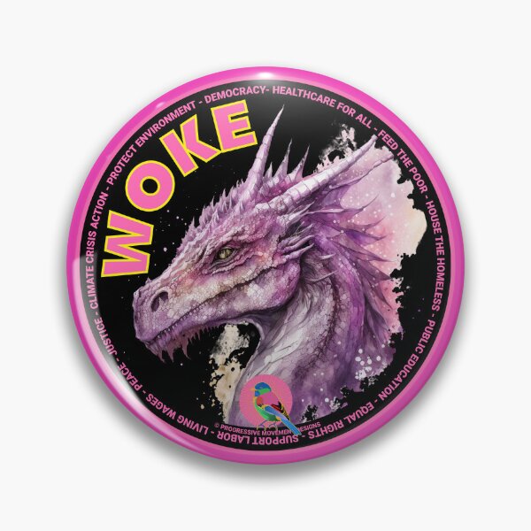 Item preview, PMD00747 Progressive Movement Designs Woke Dragon funny design shows you are woke and support progressive policy goals for progressive Democrats Independents and Bernie Sanders supporters designed and sold by ProgressiveLeft.