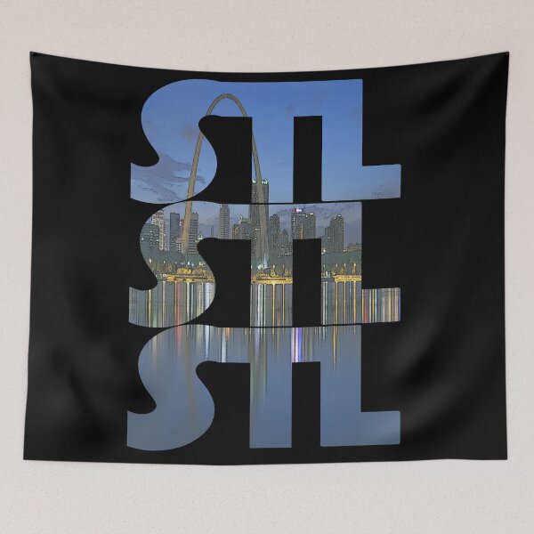 Item preview, Saint Louis, Missouri STL Night Cityscape Repeating Pattern designed and sold by CrabbyLobster.