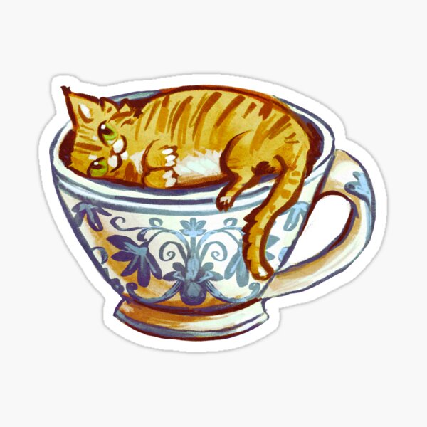 Teacup Cat Sticker