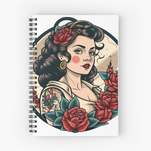 Item preview, Woman with Roses in Sailor Jerry Style designed and sold by SvahaDesigns.
