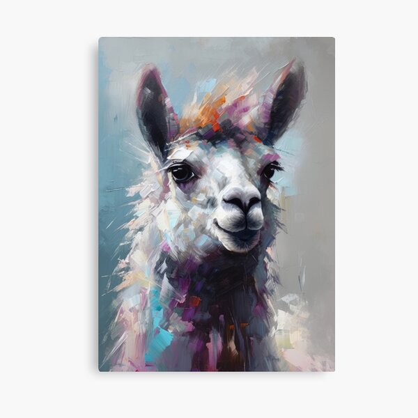 Wild and Free Impasto Llama Printed Artwork Palette Knife Style