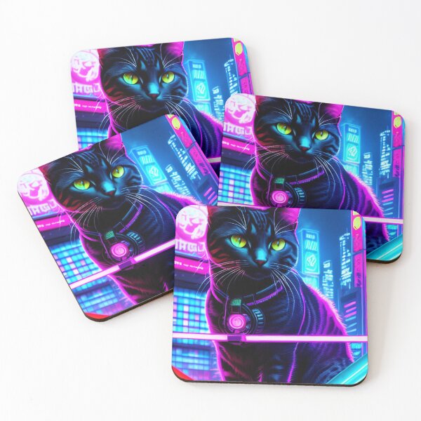 Item preview, Cyberpunk neon cat #1 designed and sold by CyberArtWorld.