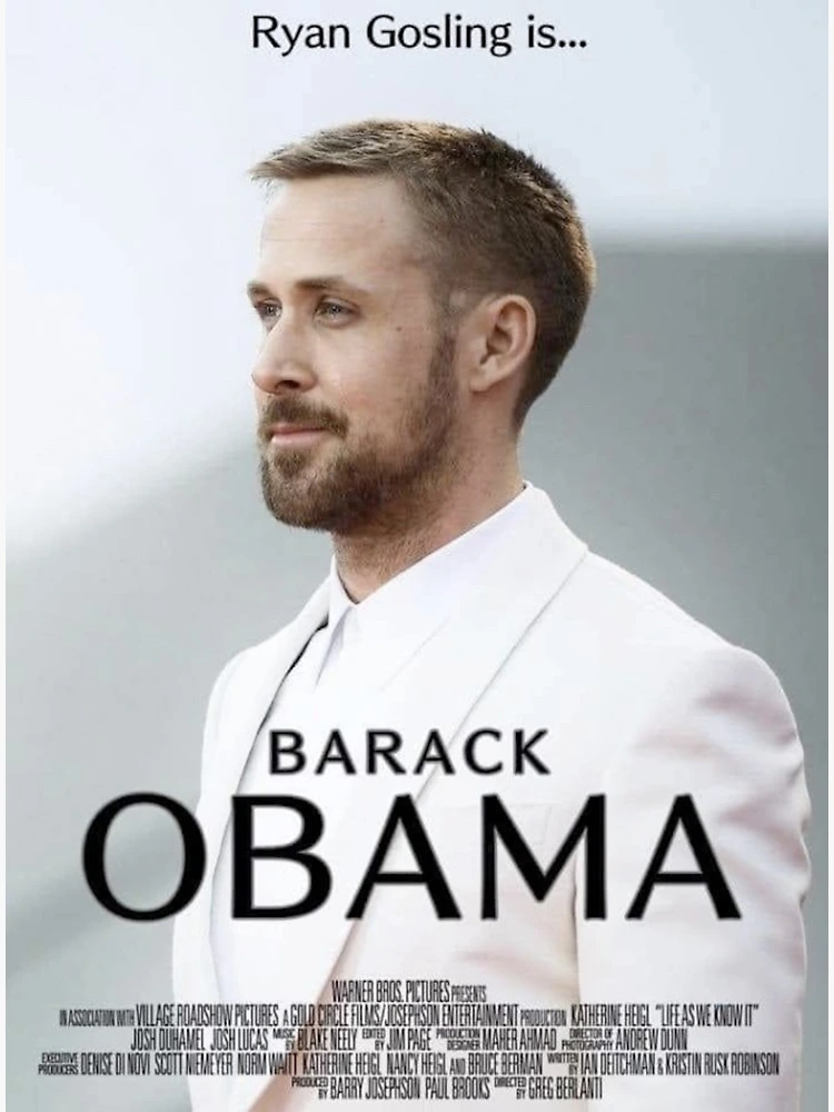 Ryan Gosling Obama movie meme Sticker for Sale by DrMemes