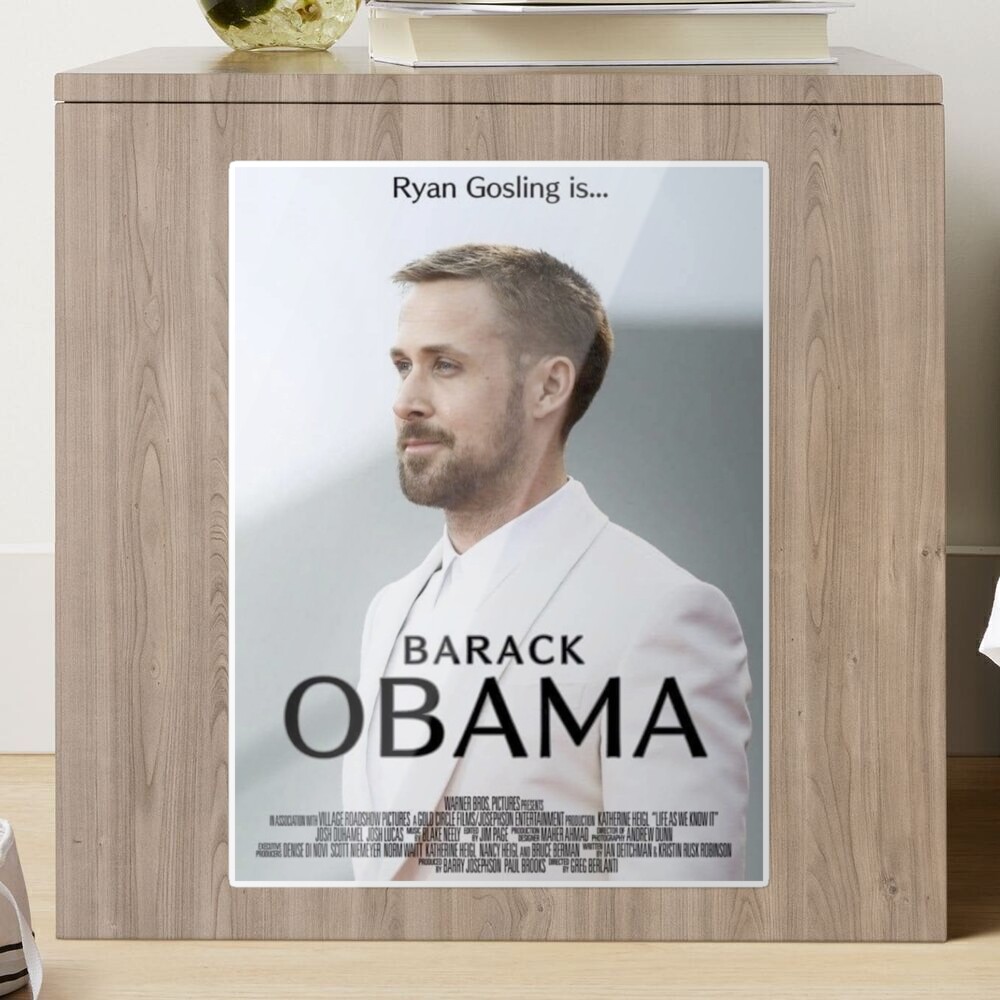 Ryan Gosling Obama movie meme Sticker for Sale by DrMemes