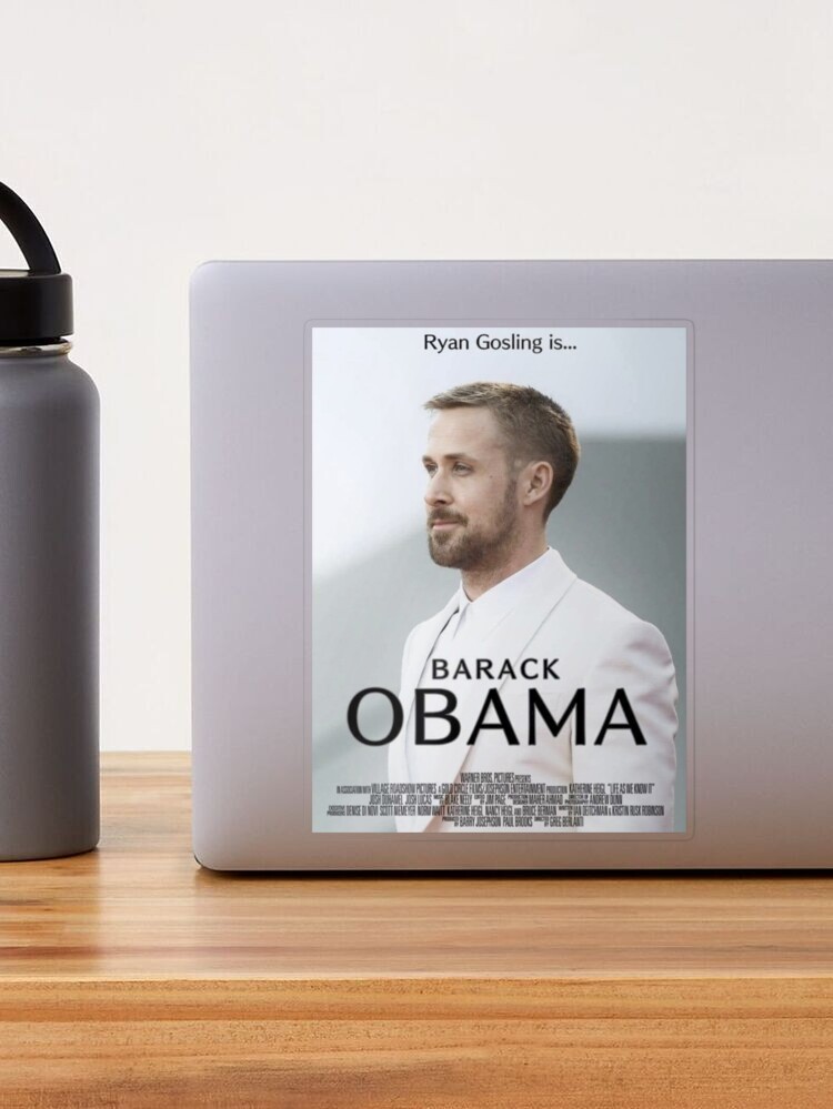 Ryan Gosling Obama movie meme Sticker for Sale by DrMemes