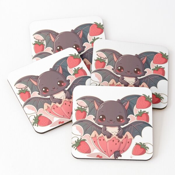 Item preview, Cute Strawberry Bat Cartoon Digital | Digital Art | Bat Art | Baby Bat Art designed and sold by cutesykreations.