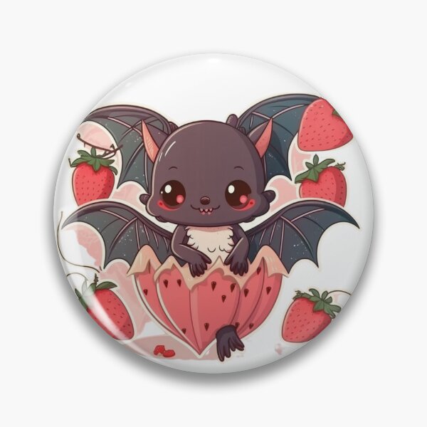 Item preview, Cute Strawberry Bat Cartoon Digital | Digital Art | Bat Art | Baby Bat Art designed and sold by cutesykreations.