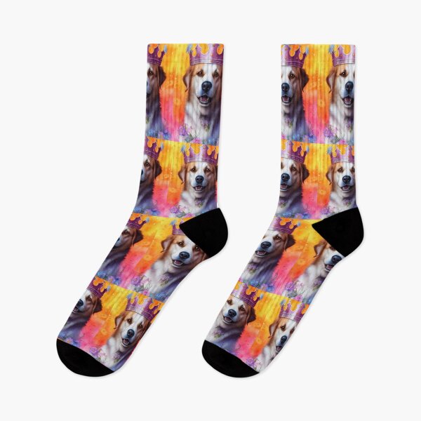 Item preview, Dog with Crown and Watercolor Flowers designed and sold by HanaiPrint.