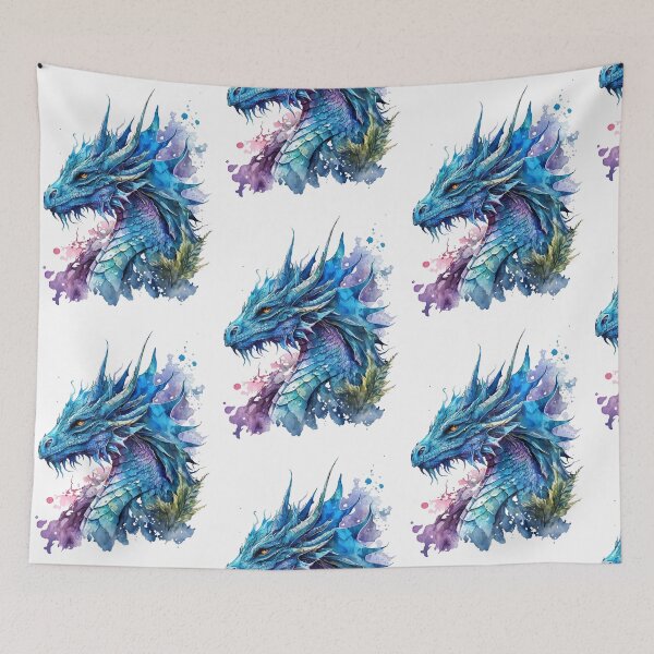 Artikelvorschau, Majestätisches Aquarell des blauen Drachen entworfen und verkauft von Art-by-Aelia.