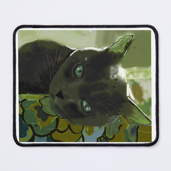 Item preview, Grey cat on green patchwork’ designed and sold by Jacinta hunt.