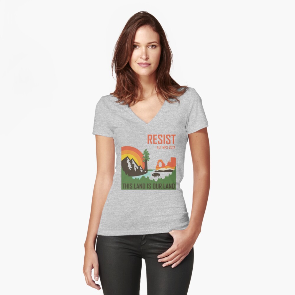 Item preview, Fitted V-Neck T-Shirt designed and sold by moosewop.