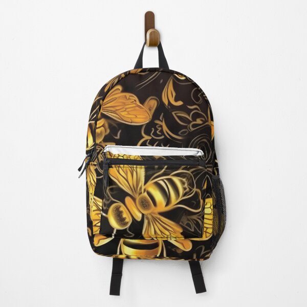 Item preview, Golden Abstract Honey Bees Pattern designed and sold by PatternBestFan.
