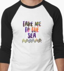 Abstract waves sunset watercolor painting - Colorful tidal Men's Baseball ¾ T-Shirt