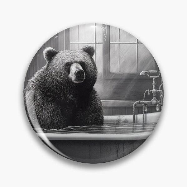 Artikelvorschau, Bär in einem Badewannen-Druck, Bärenbaden entworfen und verkauft von Richard Montag.