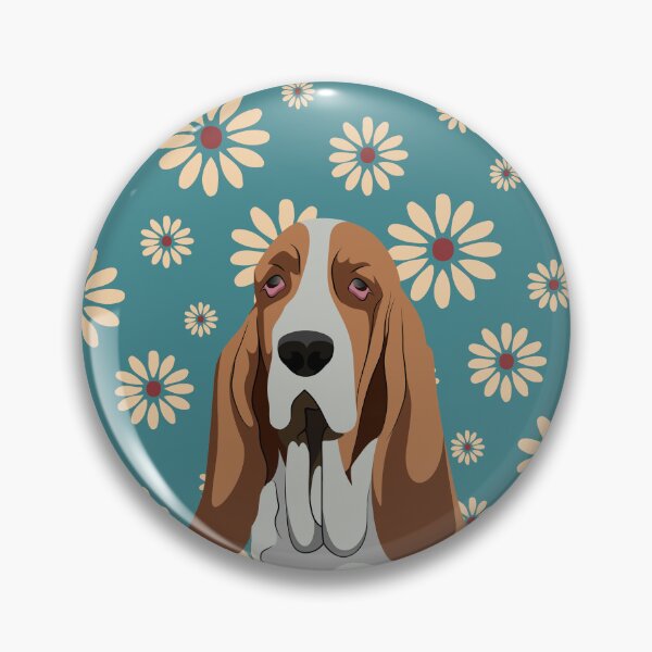 Item preview, Head of Basset Hound Dog on Spring Flower Pattern Background designed and sold by SeasonalDogs.