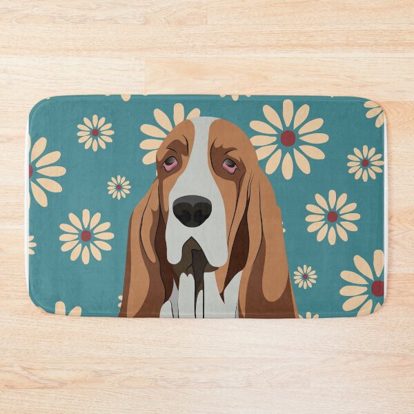 Item preview, Head of Basset Hound Dog on Spring Flower Pattern Background designed and sold by SeasonalDogs.
