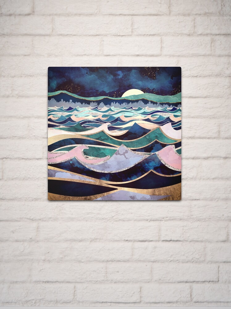 Thumbnail 2 of 4, Metal Print, Moonlit Ocean designed and sold by spacefrogdesign.
