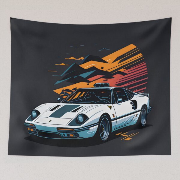 Item preview, White Ferrari Car Vector Art designed and sold by MudbloodStore.